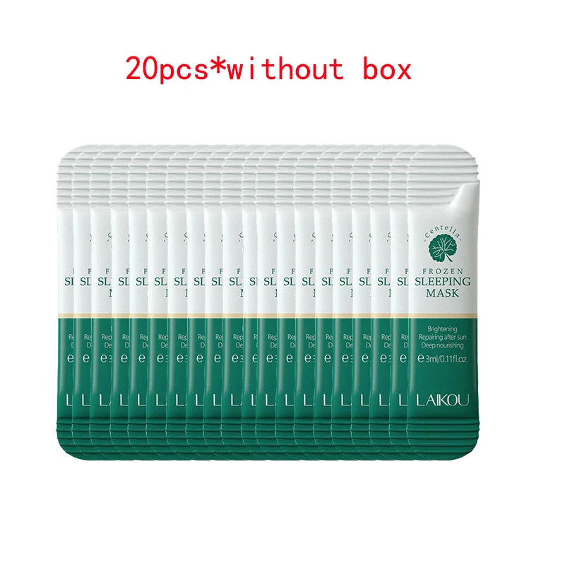 20Pcs Green Tea Sleeping Mask Moisturizing Hydrating Centella Oil Control Smoothing Skincare Disposable Facial Mask