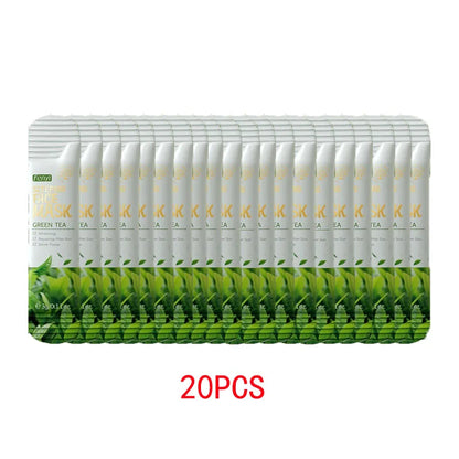 20Pcs Green Tea Sleeping Mask Moisturizing Hydrating Centella Oil Control Smoothing Skincare Disposable Facial Mask