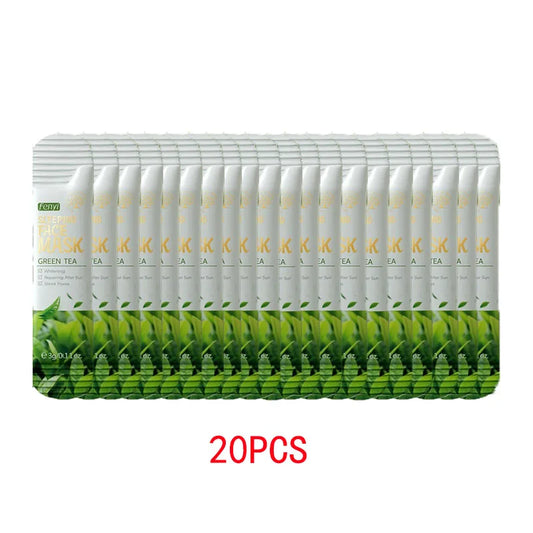 20Pcs Green Tea Sleeping Mask Moisturizing Hydrating Centella Oil Control Smoothing Skincare Disposable Facial Mask