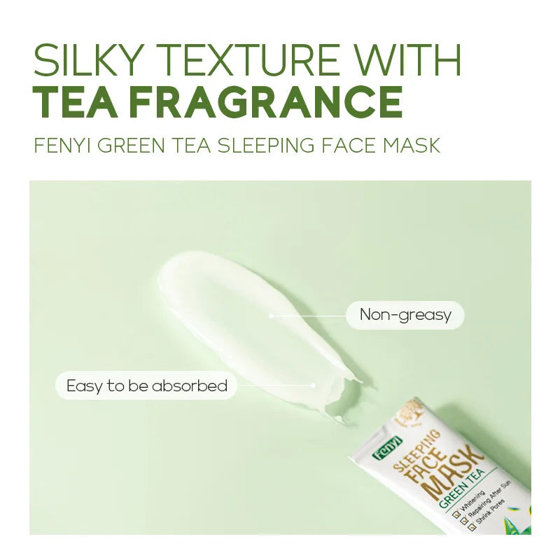 20Pcs Green Tea Sleeping Mask Moisturizing Hydrating Centella Oil Control Smoothing Skincare Disposable Facial Mask