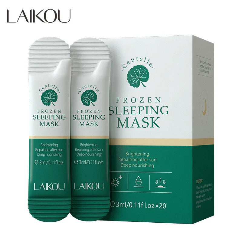 20Pcs Green Tea Sleeping Mask Moisturizing Hydrating Centella Oil Control Smoothing Skincare Disposable Facial Mask